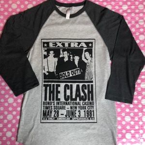 The Clash 3/4 Sleeve Unisex Baseball Tee Brand New